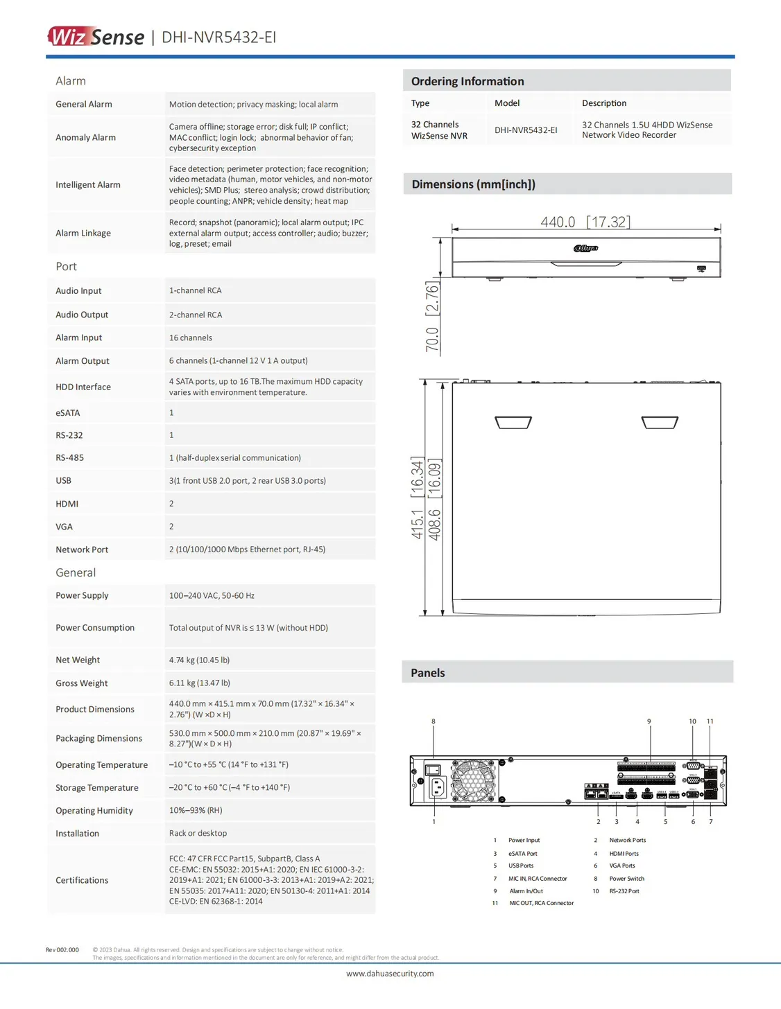 DHI NVR5432 EI 規格表02